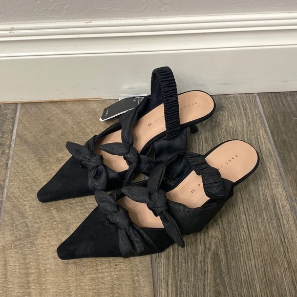 Zara Shoes - Zara black suede pointed toe heels size 36. NWT